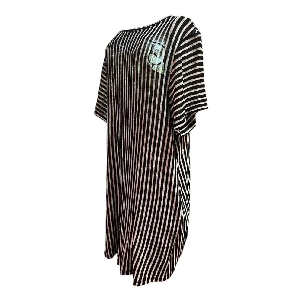 Est 1946 Cato Womens Size 14/16W Twist Hem Top Black White Stripe Short Sleeve